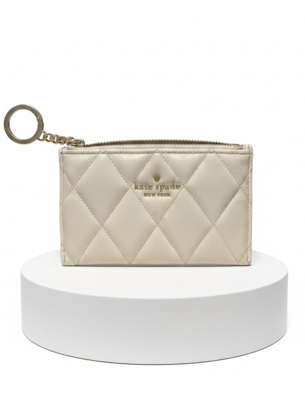 KATE SPADE CREAM QUILTED CARD HOLDER